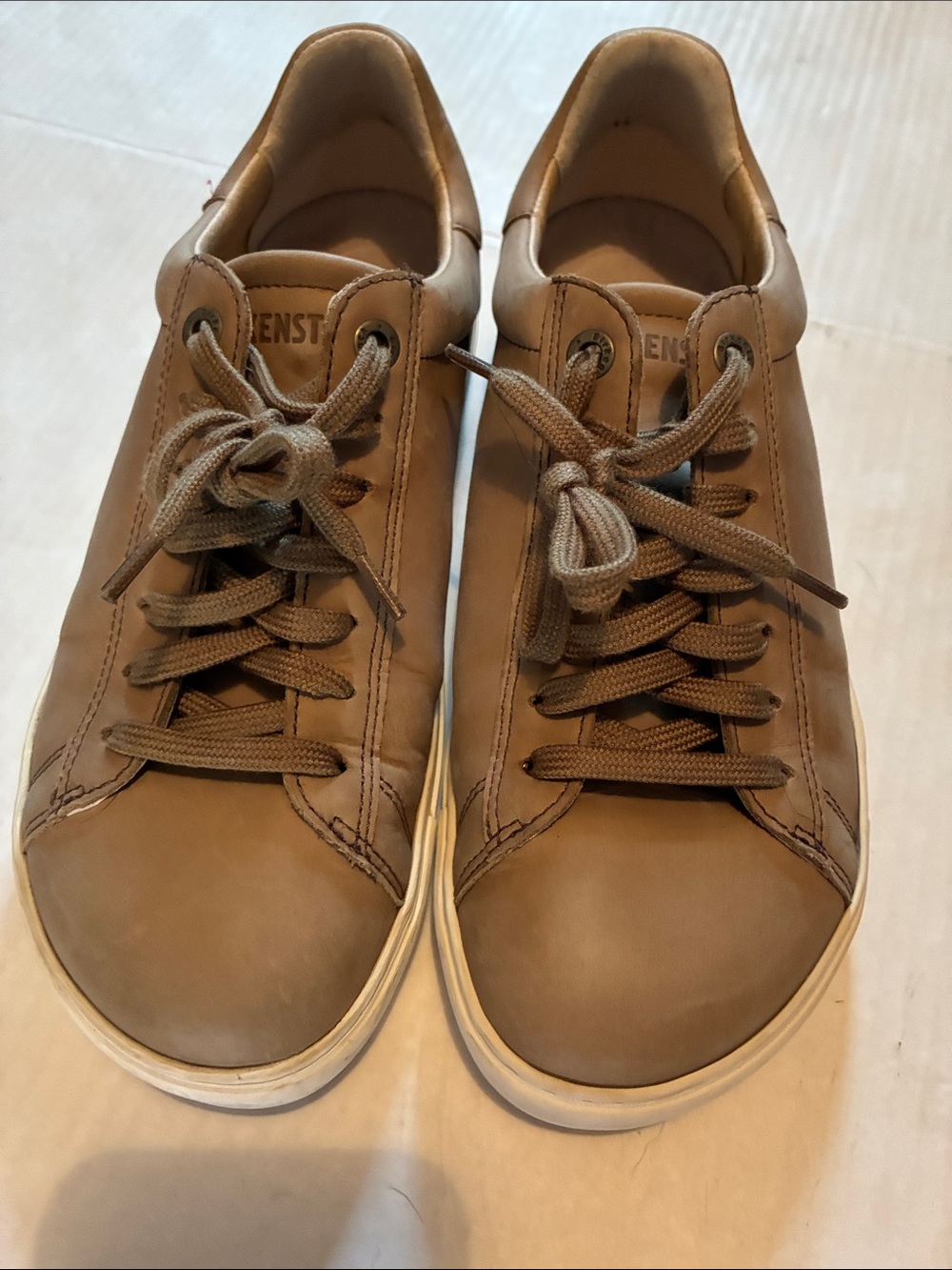 Birkenstock  Women’s  Leather Low-Top Sneakers in Taupe Size 37 or US 6.5-7